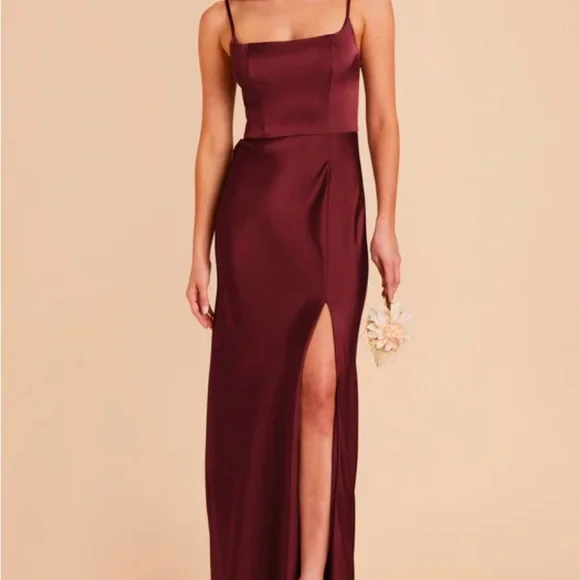 Bridesmaid Mai Matte Satin Cabernet Dress - Picture 1 of 2